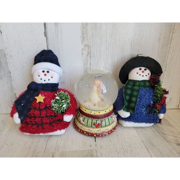 Snowglobe snowman plushie variety set xmas home decor vintage figure - Picture 1 of 9